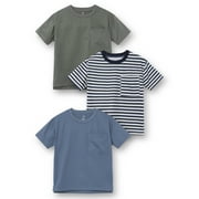 Little Star Organic Boys 3Pk Short Sleeve Pocket Tees, Sizes 6-10